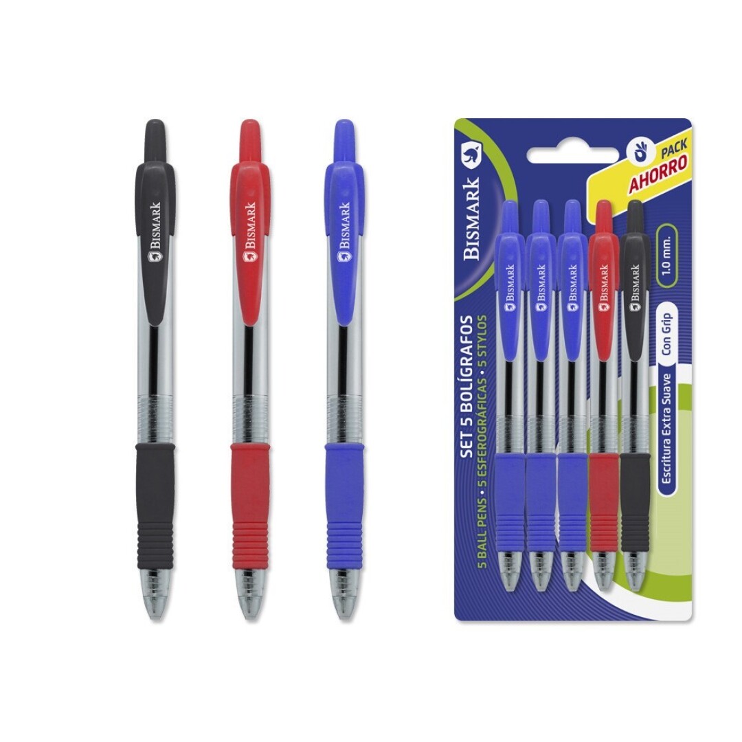 Set 5 bolígrafos soft grip