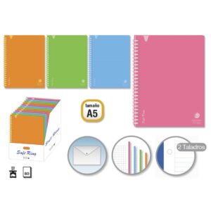 Cuaderno A5 80H 90GRS C/goma soft ring