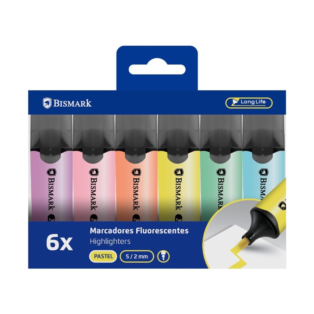 6 Marcadores fluorescentes color pastel
