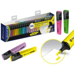 Marcadores fluorescentes Long-life  24 colores (12 neón + 12 pastel)