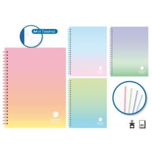Cuaderno A4 Rainbow Soft Ring Tapa 80H
