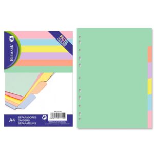 SEPARADORES PASTEL CARTON A-4 6 DEPARTAMENTOS